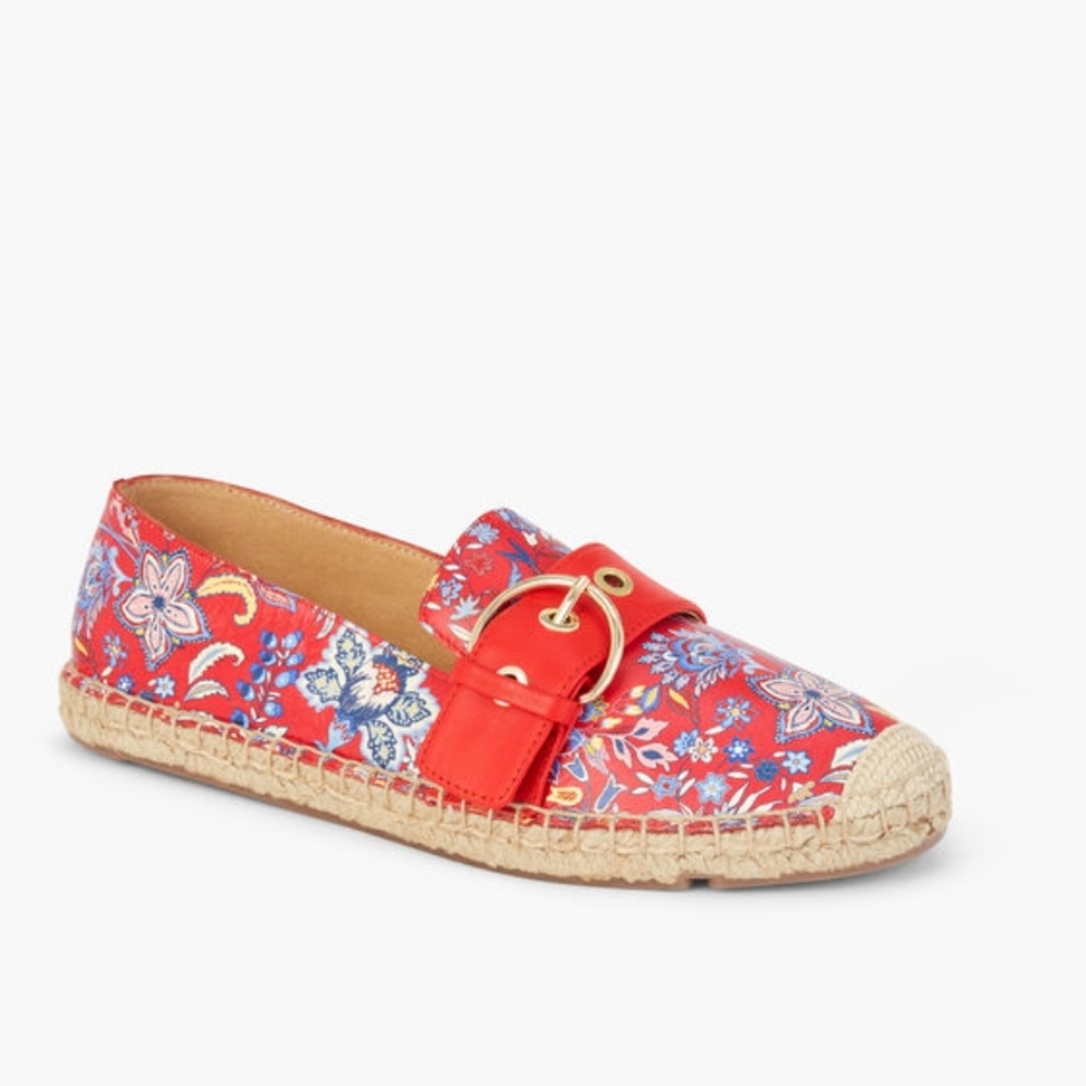 TALBOTS IZZY BUCKLE NAPPA ESPADRILLES - LOVELY FLORAL Size 8.5 NWOT| Color: Red